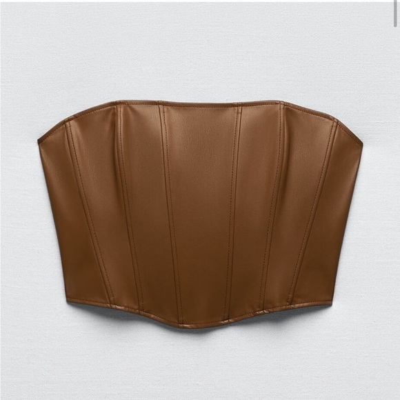 Zara Tops - Zara Brown Leather corset